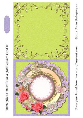 Butterflies & Roses Cut & Fold Square Card 12