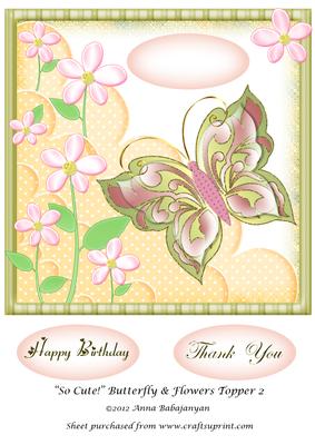 So Cute! Butterfly & Flowers Topper 2