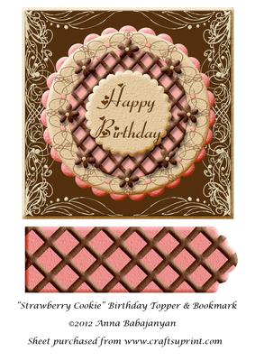 Strawberry Cookie Birthday Topper & Bookmark