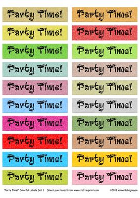 Party Time! Colorful Labels Set 1