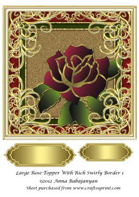 Large Rose Topper with Rich Swirly Border 1