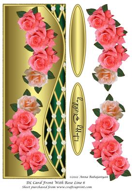 Dl Card Front with Rose Line 6