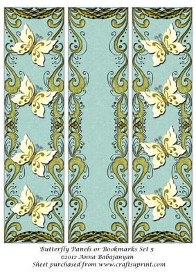 Butterfly Panels or Bookmarks Set 5