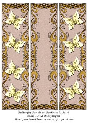 Butterfly Panels or Bookmarks Set 6