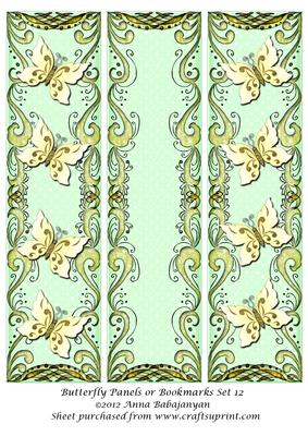 Butterfly Panels or Bookmarks Set 12