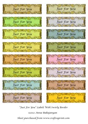 Just for You Labels with Swirly Border