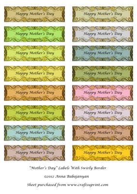 Mothers Day Labels with Swirly Border