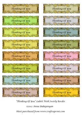 Thinking of You Labels with Swirly Border