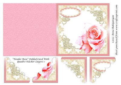 Tender Rose Folded Card with Quadro Stacker Layers 1