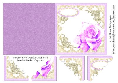 Tender Rose Folded Card with Quadro Stacker Layers 2