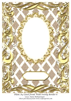 Plain A4 Card Front with Swirly Border 6