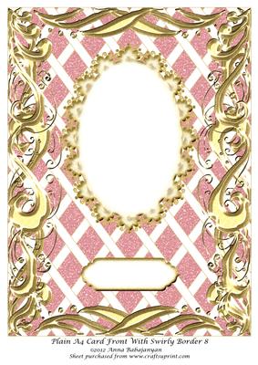Plain A4 Card Front with Swirly Border 8