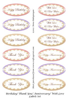 Birthday/ Thank You/ Anniversary/ with Love Labels Set