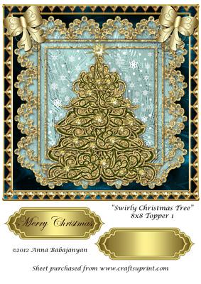 Swirly Christmas Tree 8x8 Topper 1