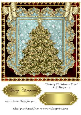 Swirly Christmas Tree 8x8 Topper 2