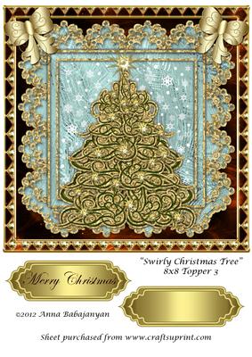 Swirly Christmas Tree 8x8 Topper 3