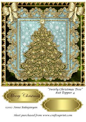 Swirly Christmas Tree 8x8 Topper 4