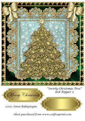 Swirly Christmas Tree 8x8 Topper 5