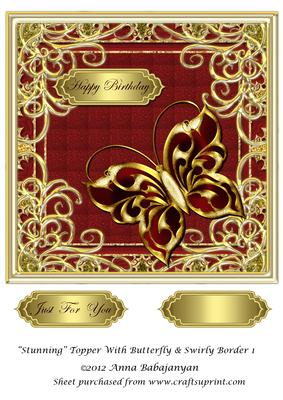 Stunning Topper with Butterfly & Swirly Border 1