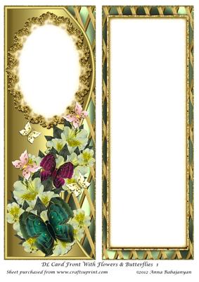 Dl Card Front with Flowers & Butterflies 1