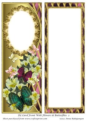 Dl Card Front with Flowers & Butterflies 2