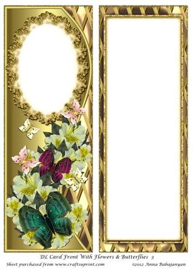 Dl Card Front with Flowers & Butterflies 3