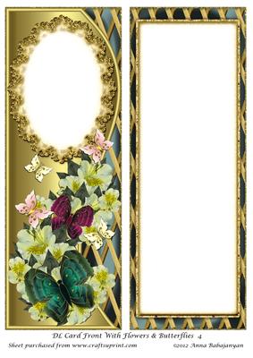 Dl Card Front with Flowers & Butterflies 4