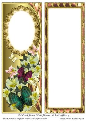 Dl Card Front with Flowers & Butterflies 5