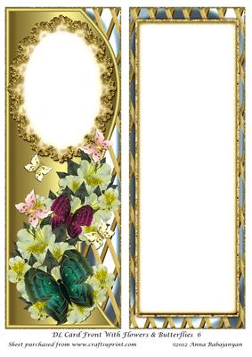 Dl Card Front with Flowers & Butterflies 6