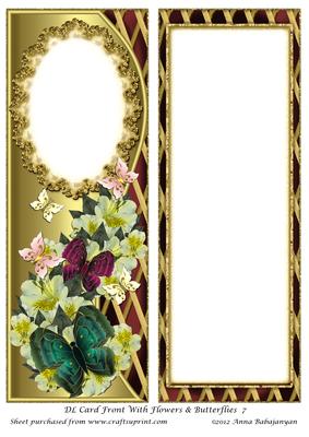Dl Card Front with Flowers & Butterflies 7