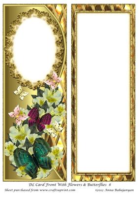 Dl Card Front with Flowers & Butterflies 8