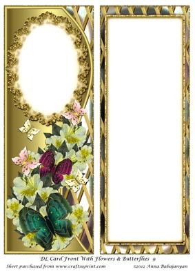 Dl Card Front with Flowers & Butterflies 9