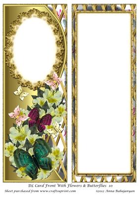 Dl Card Front with Flowers & Butterflies 10