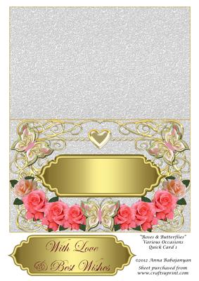 Roses & Butterflies Various Occasions Quick Card 1