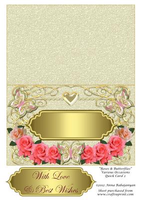 Roses & Butterflies Various Occasions Quick Card 2
