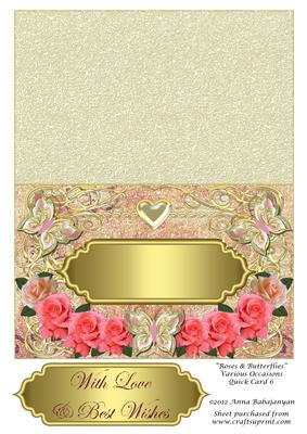 Roses & Butterflies Various Occasions Quick Card 6