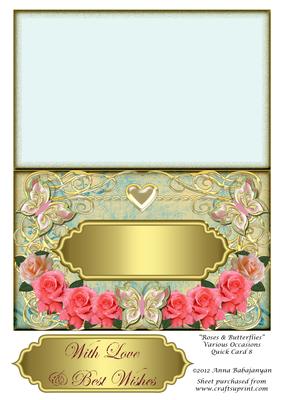Roses & Butterflies Various Occasions Quick Card 8