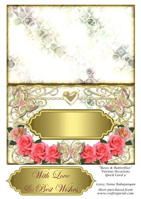 Roses & Butterflies Various Occasions Quick Card 9