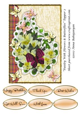 Paisley with Flowers & Butterflies Topper 2