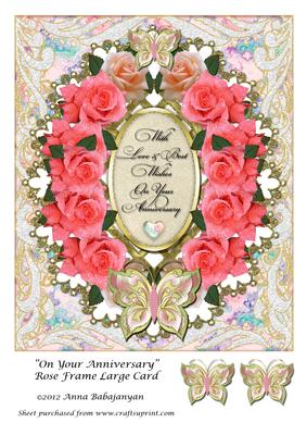 On Your Anniversary Rose Frame Large Card