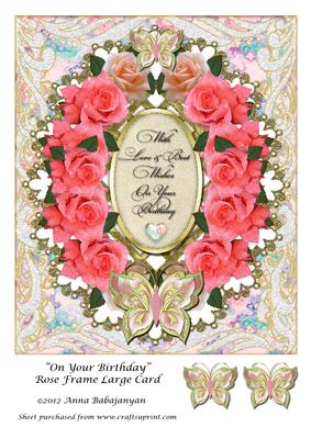 On Your Birthday Rose Frame Large Card