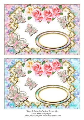 Roses & Butterflies 2 Card Fronts Set 1