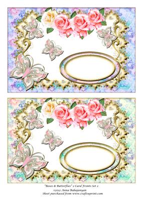 Roses & Butterflies 2 Card Fronts Set 2