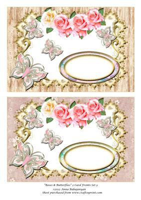 Roses & Butterflies 2 Card Fronts Set 3