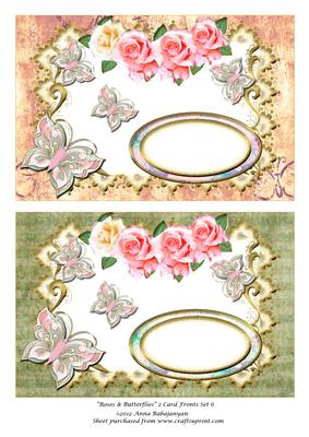 Roses & Butterflies 2 Card Fronts Set 6