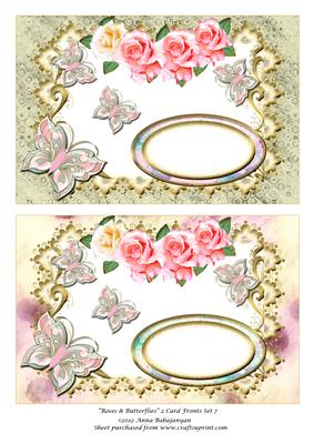 Roses & Butterflies 2 Card Fronts Set 7