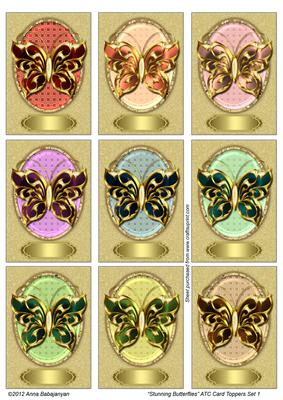 Stunning Butterflies Atc Card Toppers Set 1