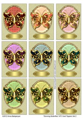 Stunning Butterflies Atc Card Toppers Set 2