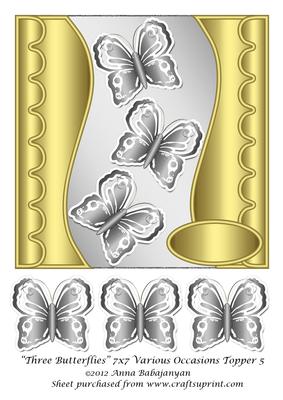 Three Butterflies 7x7 Various Occasions Topper 5