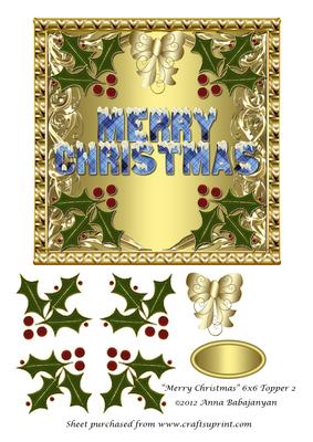 Merry Christmas 6x6 Topper 2
